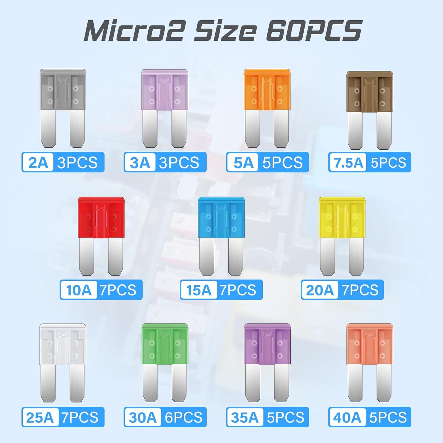 60Pcs Micro Assorement Fuses Kit -Micro2 Fuse kit